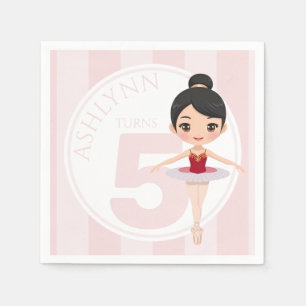 Custom Age & Name Pink Ballet Girls Birthday Napkins
