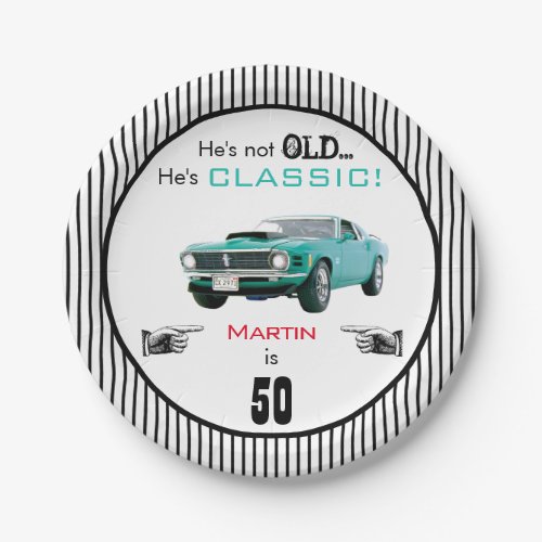 Custom Age Not Old But Classic Car Funny Birthday Paper Plates