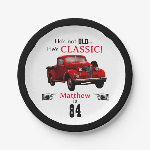 Custom Age Not Old But Classic Red 1939 Truck Paper Plates