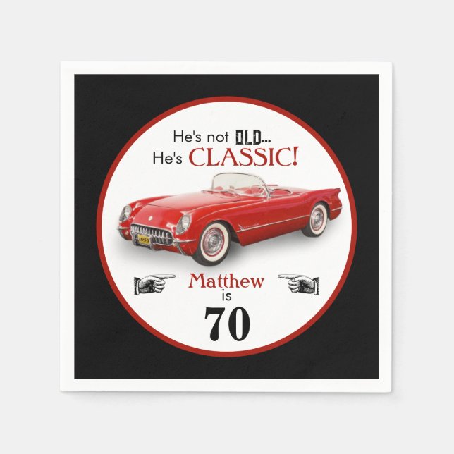 Custom Age Not Old Red Classic 1954 Convertible Napkins (Front)