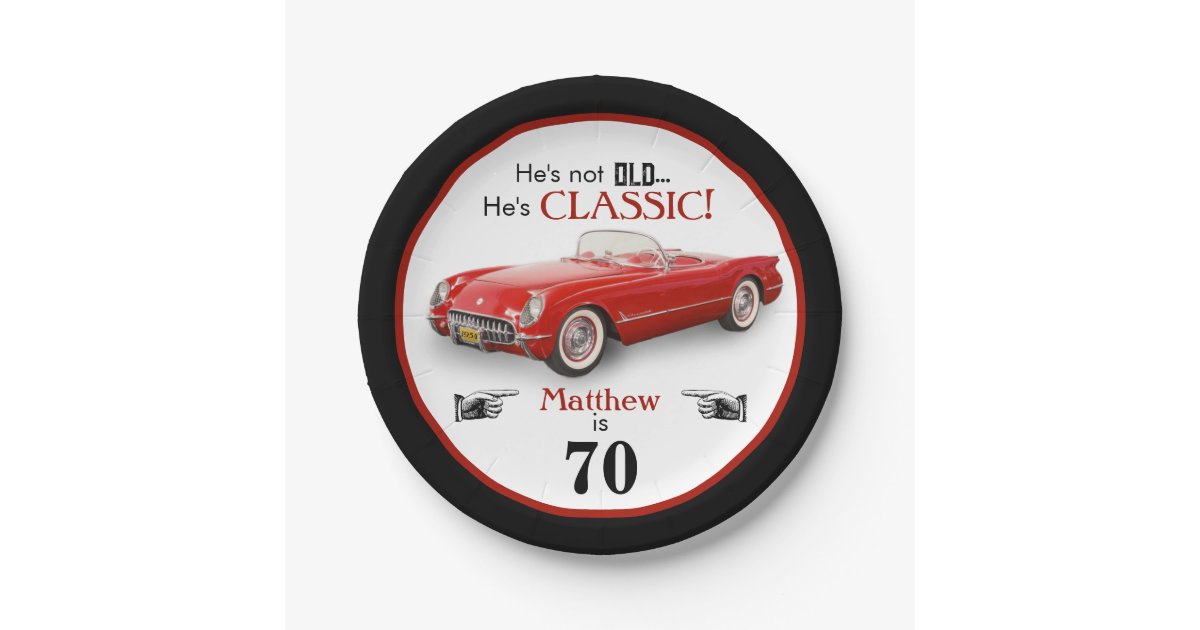 Custom Age Not Old Red Classic 1954 Convertible Paper Plates | Zazzle