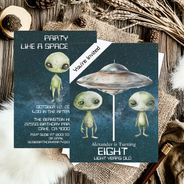 Custom Age Outer Space Alien Birthday Party  Invitation (Creator Uploaded)