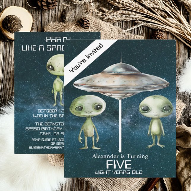 Custom Age Outer Space Alien Birthday Party  Invitation (Creator Uploaded)