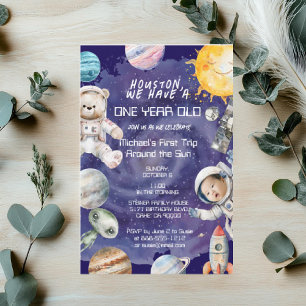 Custom Age Outer Space Astronaut Birthday Invitat Invitation
