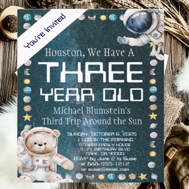 Custom Age Outer Space Birthday Party Invitation (Creator Uploaded)