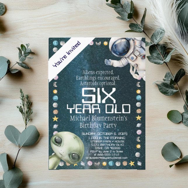 Custom Age Outer Space Birthday Party Invitation (Creator Uploaded)