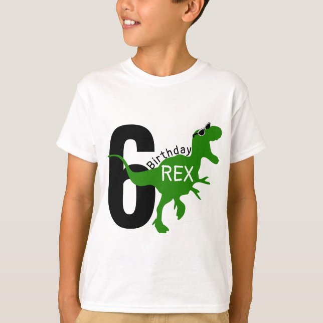 Custom Age Personalized Birthday Dinosaur T-Shirt (Front)
