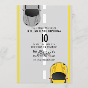 Custom Age RaceCar Track Sports Birthday Party Invitation
