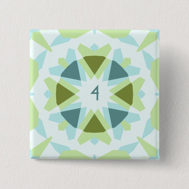 Custom Age Soft Blue Green Star Kid’s Birthday Button (Front)