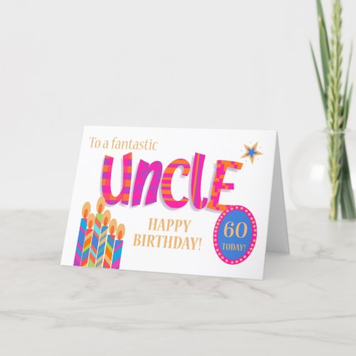 Custom Age Uncles Birthday Candles and Star Card
