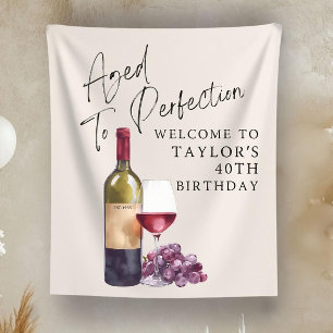 Custom Aged to Perfection Wine Birthday party deco Tapestry