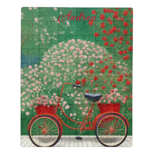 Custom AI Art Roses And Bicycle Acrylic Puzzle