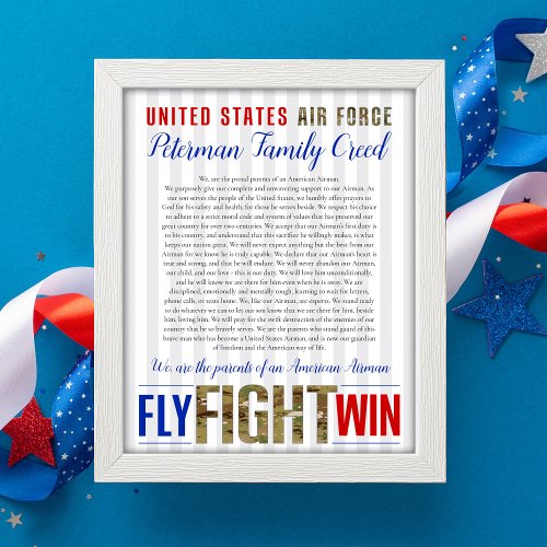 Custom Air Force Family 8x10 Wall Dcor Creed Poster