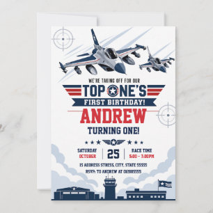 Custom Air force Top One First Birthday Invitation