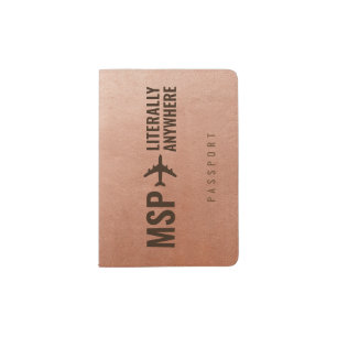 Custom Airport Code Funny Travel Lover Copper Passport Holder