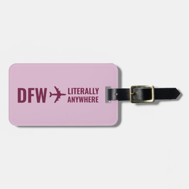 Custom Airport Code Funny Trendy Mauve Luggage Tag (Front Horizontal)