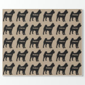 Custom Akita Dog Breed Silhouette Wrapping Paper (Flat)