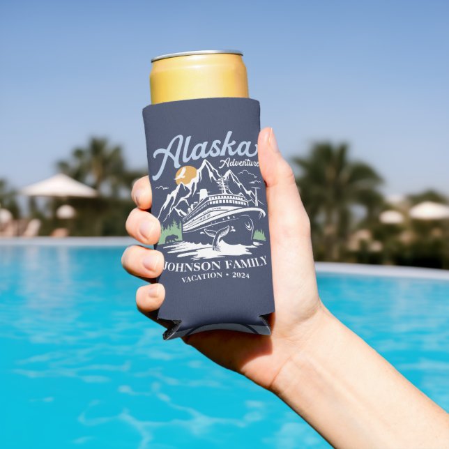 Custom Alaska Cruise Family Friends Group Matching Seltzer Can Cooler (In Situ Pool)