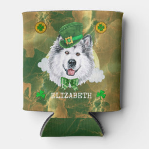Custom Alaskan Malamute Gold St. Patricks Can Cooler