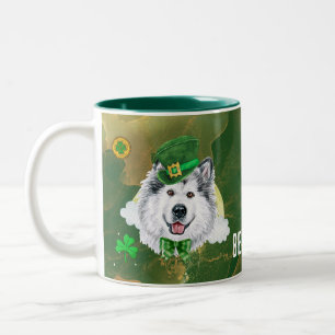 Custom Alaskan Malamute Gold St. Patricks Day Two-Tone Coffee Mug