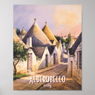 Custom Alberobello Trulli House Italy Watercolor Poster