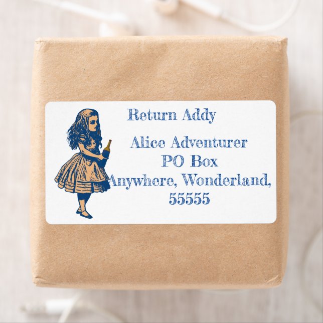 Custom Alice Wonderland Navy Return Address Label  (Insitu)