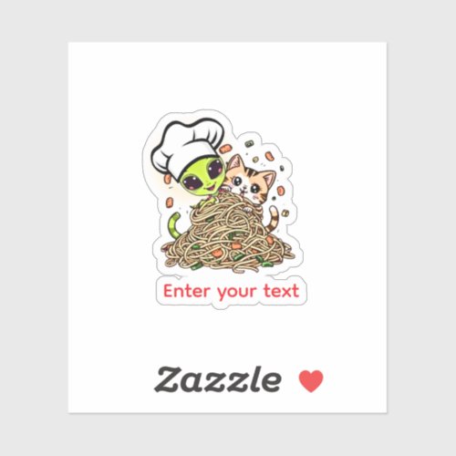 Custom Alien Chef Cat Ramen Kawaii Design Sticker