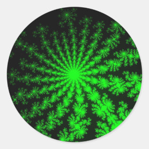 Custom Alien Fractal Burst Large Round Stickers