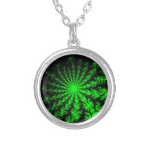 Custom Alien Fractal Burst Small Round Necklace