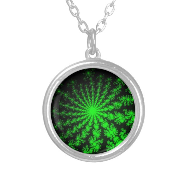 Custom Alien Fractal Burst Small Round Necklace (Front)