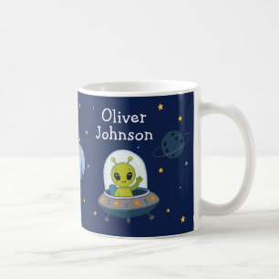 Custom Alien in UFO Space Coffee Mug