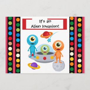 Custom Alien Invastion 5x7 Birthday Invitation