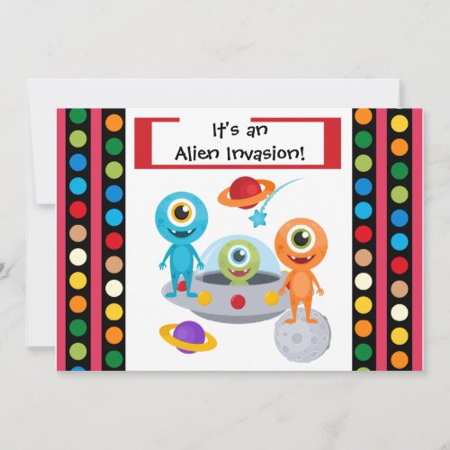 Custom Alien Invastion 5x7 Birthday Invitation