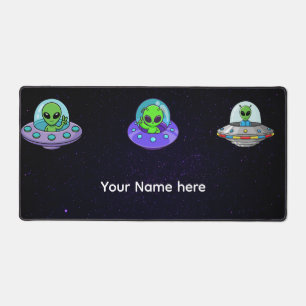 Custom Alien UFO Name Desk Mat Personalized