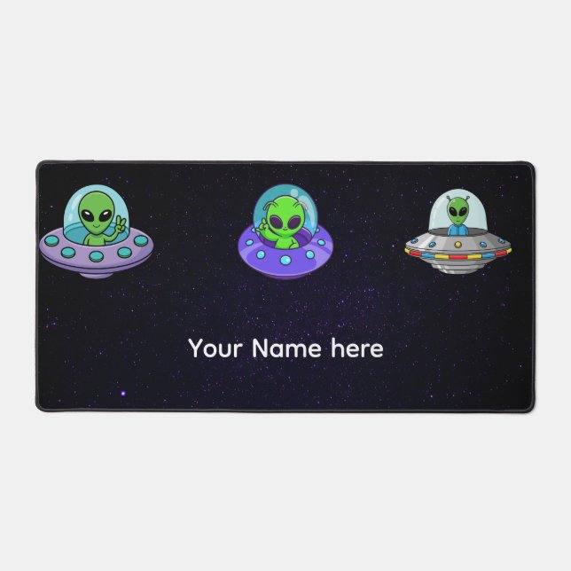 Custom Alien UFO Name Desk Mat Personalized  (Front)