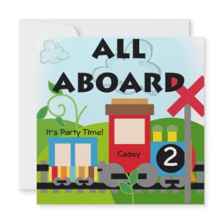 Custom All Aboard Train Party Invitations 