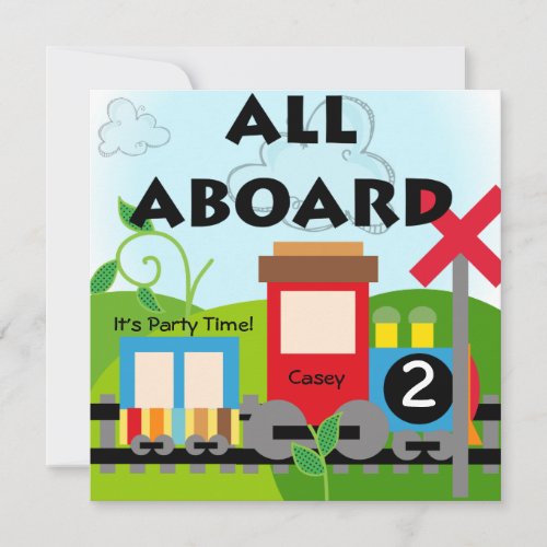 Custom All Aboard Train Party Invitations