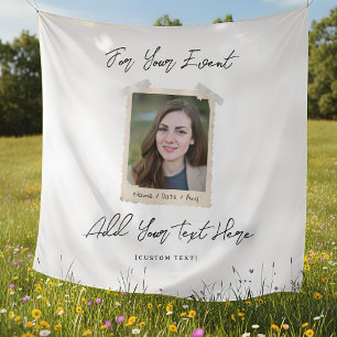 Custom All Events Banner, Minimalist Photo & Text Tapestry