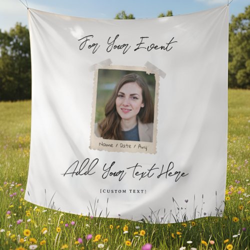 Custom All Events Banner, Minimalist Photo &amp; Text  Tapestry