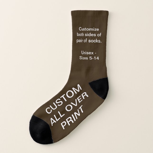 CUSTOM ALL OVER PRINT SMALL BROWN SOCKS (Left Outside)