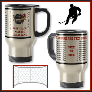 Custom All Player's Names Gifts for Hockey Coaches Travel Mug