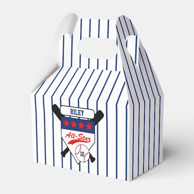 Custom All-Star Baseball Birthday Favor Boxes (Front Side)
