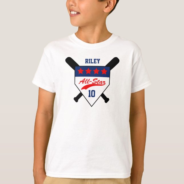Custom All-Star Baseball Birthday T-Shirt (Front)