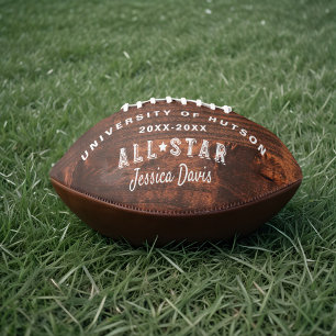 Custom All-Star Player Collage Photos Woodgrain Football