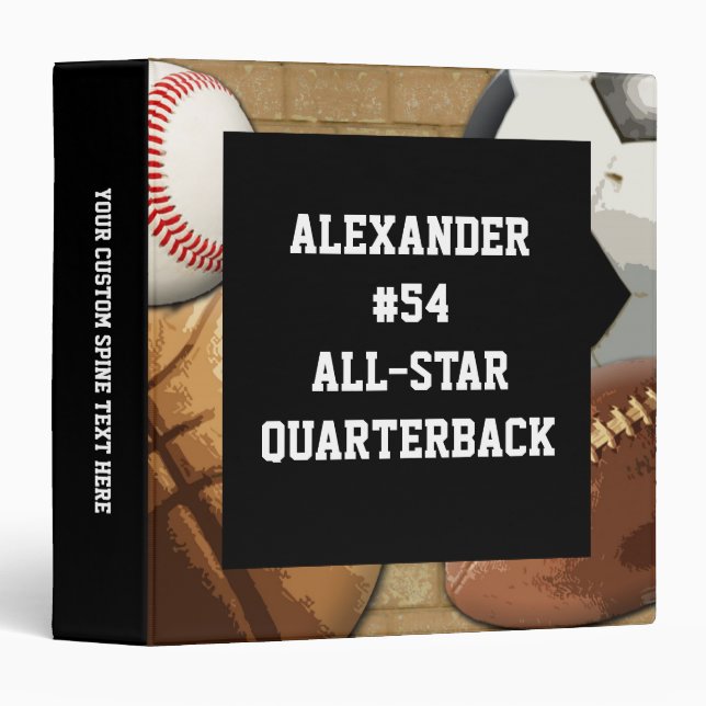 Custom All-Star Sports Athlete School Notebook Binder (Front/Spine)