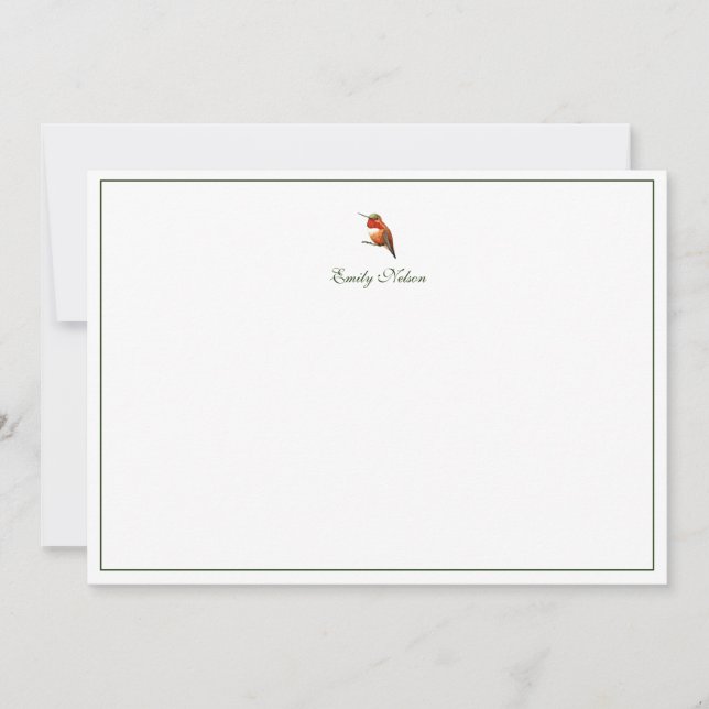 Custom Allen's Hummingbird Note Card (Front)