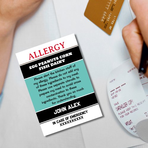 Custom Allergy Alert Chef Card