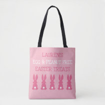 Custom Allergy Kids Easter Bunny Treats Pink Tote Bag