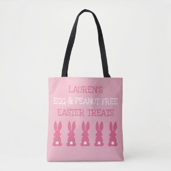 Custom Allergy Kids Easter Bunny Treats Pink Tote Bag by LilAllergyAdvocates at Zazzle