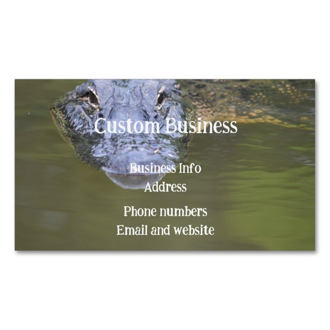 Custom  Alligator Swamp Animal Wildlife Nature  Business Card Magnet (Front)